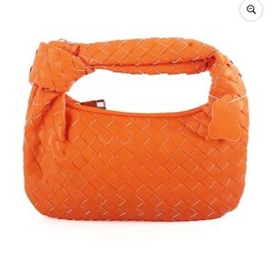 NWT Orange Woven Knot-Handle Bag